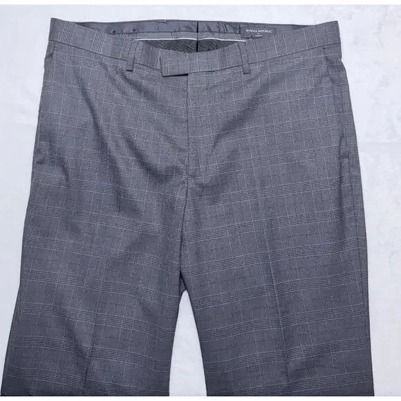 Banana Republic Slim Fit Mens Suit 42L 37x31 Gray Prince of Wale Glen Plaid